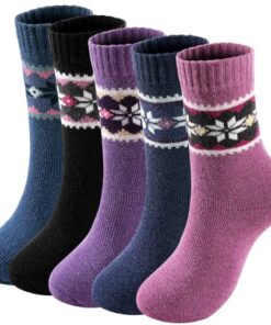 Premillow Wool Socks for Women – Wool Socks, 5 Pairs Thick Womens Wool Socks, Knit Winter Warm Socks,Winter Crew Socks Cozy Socks Gifts Socks for Women