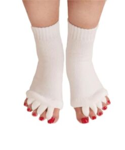 Homrap Women Toe Separator Socks Toeless Foot Alignment Socks for Yoga GYM Massage Pain Relief Improves Circulation Stretchy (White)