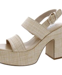 Steve Madden Women’s Valory Heeled Sandal, Natural Raffia, 9.5