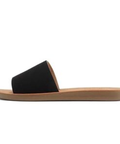 Soda Shoes Women Flip Flops Basic Plain Slippers Slip On Sandals Slides Casual Peep Toe Beach Efron-S Black Nub 5.5