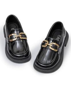 Oamico Toddler Girls Black Dress Shoes Little Girl Patent Leather Loafers School Uniform Wedding Mary Jane Tassel Bow Flats for Girls Slip-on Thick Non-Slip Sole Shoe (Toddler/Little Kid)