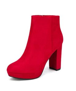 DREAM PAIRS Womens Stomp Red High Heel Ankle Bootie Size 6.5 B(M) US