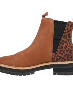 TOMS Womens Dakota Pull On Leopard-Cheetah Casual Boots Ankle Mid Heel 2-3″ – Brown – Size 7.5 B