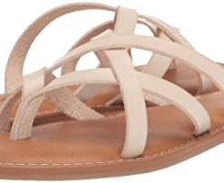 Amazon Essentials Women’s Strappy Slide Flat Sandal, Light Beige, 7.5