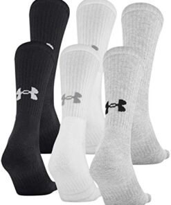 Under Armour Adult Training Cotton Crew Socks, Multipairs , True Gray Heather 2 (6-Pairs) , X-Large