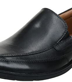 Clarks Mens Free Slip-On Loafer, Black Leather, 8.5 W