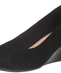 Clarks Women’s Flores Tulip Pump, Black Combi Suede, 8 Wide