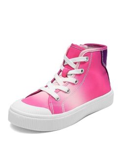 DREAM PAIRS Kids Little Boys Girls Hi Sneakers Canvas High Top Shoes Casual Walking Shoes HOT Pink/Purple Size 5 Big Kid SDFS2326K