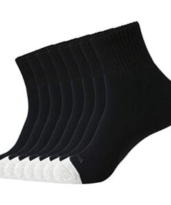 WANDER Men’s Athletic Ankle Socks 3-8 Pairs Thick Cushion Running Socks for Men&Women Cotton Socks 7-9/9-12/12-15 (8 Pair Black, Shoe Size: 9-12)