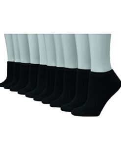 Hanes womens 10-pair Value Pack No Show fashion liner socks, Black, 8 12 US