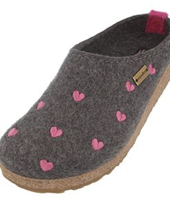 HAFLINGER Cuoricini Felt Clog Wool Slipper Gray EU 37