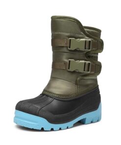 DREAM PAIRS Boys Snow Boots Slip Resistant Mid Calf Kids Winter Shoes SDSB2310K Size 6 Big Kid ARMY GREEN LIGHT BLUE