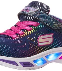 Skechers girls Litebeams-gleam N’dream Sneaker, Navy/Multi, 5 Big Kid US