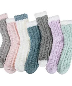 Chalier 7 Pairs Womens Winter Fuzzy Socks Cozy Fluffy Socks Warm Fuzzy Christmas Socks for Women Gifts