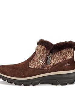 Skechers Women’s Easy Going-Warmhearted Ankle Boot, Chocolate, 7