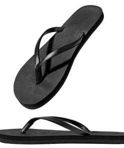 Flip Flops for Women Sandals Beach Summer Casual Comfortable PU Strap Black