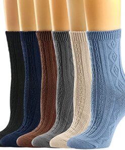 Mcool Mary Womens Crew Socks, Casual Knit Cotton Comfy Breathable Cool Ankle Dress Socks for Girls 6Pack