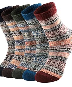 Pleneal 5 Pack Wool Socks for Women- Winter Warm Wool Socks Thick Knit Soft Cozy Socks, Boots Socks for Women