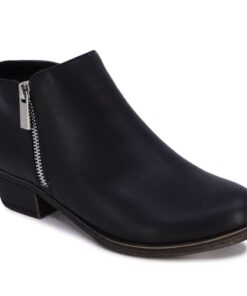 Nautica Women’s Ankle Boots – Chic Vegan Leather Booties with Zipper | Low Heel, Versatile Style for Winter Fashion, Dress, or Casual Wear-Alara-Black Size-6.5