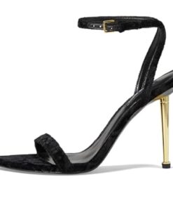 Nine West Women’s Reina Heeled Sandal, Black Velvet 005, 8.5