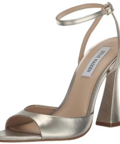 Steve Madden Women’s Beki Heeled Sandal, Gold Leather, 7