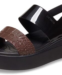 Crocs Women’s Brooklyn Low Wedges, Platform Sandals, Mocha/Black, 8