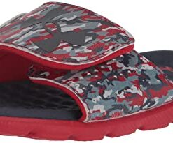 Under Armour Boys’ Ignite Pro Graphic Slide, (101) Gray Mist / Red / Downpour Gray, 5, US
