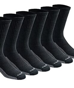 Dickies Men’s Dri-Tech Legacy Moisture Control Crew Socks Multipack, Black (6 Pairs), Medium