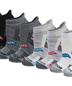 Saucony Women’s Performance Heel Tab Athletic Socks (8 & 16, Grey Fashion (8 Pairs), Shoe Size: 5-10