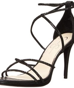 Jessica Simpson Women’s Jaeya Strappy Dress Sandal Heeled, Black, 8