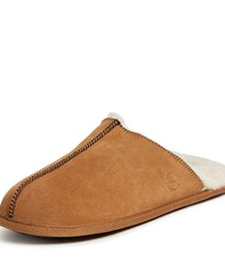 Dearfoams mens Genuine Suede Closed Toe Scuff Slipper, Chestnut, 9 US