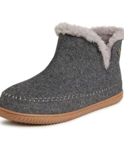 Dearfoams mens Alpine By Dearfoams Men’s Brixen Boot Slipper, Dark Heather Grey, Large US