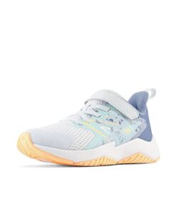 New Balance Kid’s Rave Run V2 Hook & Loop Shoe, Ice Blue/Bright Cyan/Solar Flare, 1 Little Kid