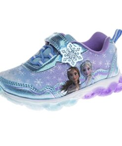 Disney Frozen Shoes for Girls – Princess Anna and Elsa Shoes – Toddler Light up Sneakers Character Lightweight Tennis Breathable Athletic LED Running Shoes – Multicolor (Size 9 Toddler)