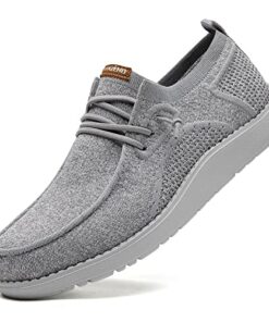 ITAZERO Big Size Men Wide Width Shoes Men’s Loafers & Slip-ons for Plantar Fasciitis HS Light Grey 15