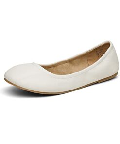 DREAM PAIRS Womens Plain Ballet Flats Shoes, White – 8.5 (Sole-Fina)