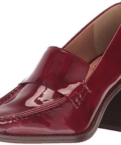 Vince Camuto Women’s Segellis Stacked Heel Loafer, Red Currant, 8