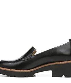 Naturalizer Womens Darry Slip On Lightweight Lug Sole Heeled Loafer ,Black Leather,5.5M