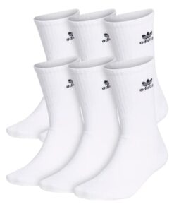 adidas Originals Trefoil Crew Socks (6-Pair), White, Medium