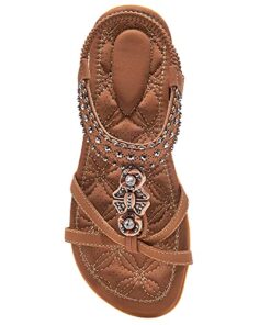 Alicegana Womens Sandals Shoes Comfort Walking with Non Slip on Casual Summer Beach Shoes Dress Ankle Elastic Jeweled Bohemian Flats