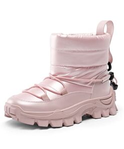 DREAM PAIRS Boys Girls KSB218 Snow Boots Kids Slip Resistant Outdoor Warm Ankle Winter Shoes Size 1 Little Kid Pink