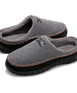 Bigwow Slippers for Men Memory Foam House Slippers Moccasins Slip On House Shoes Warm Winter Indoor Size 12 Grey