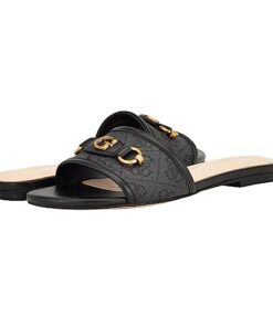 GUESS Women’s HAMMI Flat Sandal, Black 001, 6.5