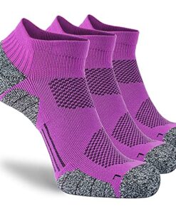 CWVLC Unisex Cushioned Compression Athletic Ankle Socks Multipack, 3-pairs Purple, S (5-7 W US/ 3.5-5.5 M US)