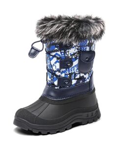 DREAM PAIRS Big Kid Ksnow Blue Multi Isulated Waterproof Snow Boots – 5 M US Big Kid