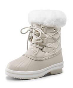 DREAM PAIRS Boys Girls Winter Snow Boots for Little Big Kids Off-White Size 5 Big Kid SDSB2225K