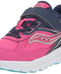 Saucony Cohesion 14 Alternative Closure Sneaker, Pink/Navy, 2 Wide US Unisex Big_Kid