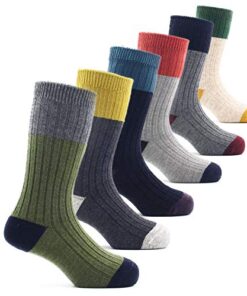 Big Boys Wool Socks Kids Winter Warm Thermal Crew Socks 6 Pack 8-10 Years