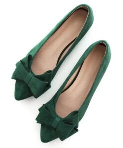 TN TANGNEST Women Fashion Bowknot Flats Comfort Pointed Toe Dress Shoes Dark Green 40(8)