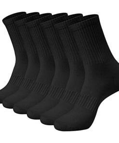 Chalier Apparel 6 Pairs Mens Crew Socks Breathable Cotton Socks for Men Comfort Casual Dress Socks(Black)